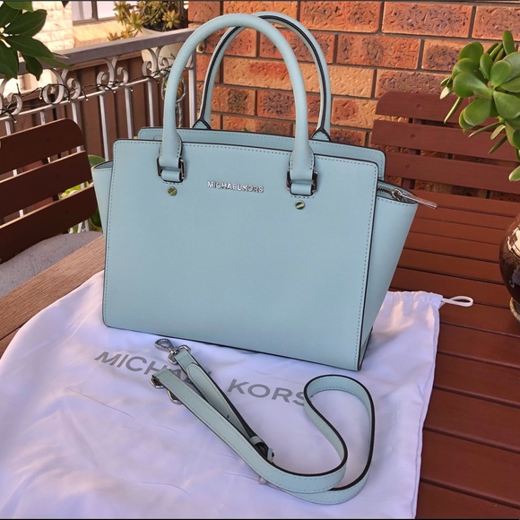 Michael Kors Pastel Blue Large Selma Saffiano Satchel Handbag BRAND NEW - Picture 2 of 12